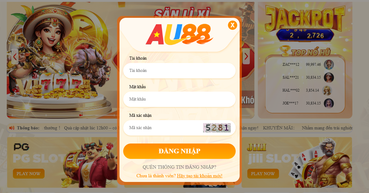 Quy trình đăng nhập/đăng ký tài khoản AU88 diễn ra đơn giản chỉ trong vòng vài thao tác